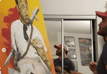 Ari Painting Dave Portnoy [Credit: Elena Zoppolato]